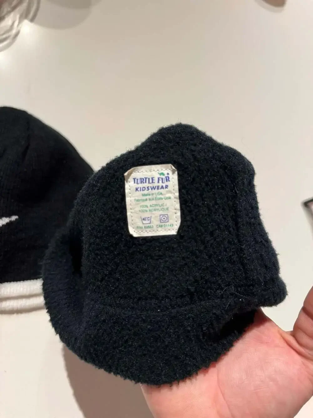 Lot of 2 Beanies: Nike Reversible Swoosh Knit Beanie and Turtle Fur Kids Fleece